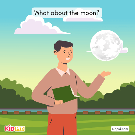 Illustration explaining that the moon reflects sunlight instead of producing its own – moonlight science concept for kids 