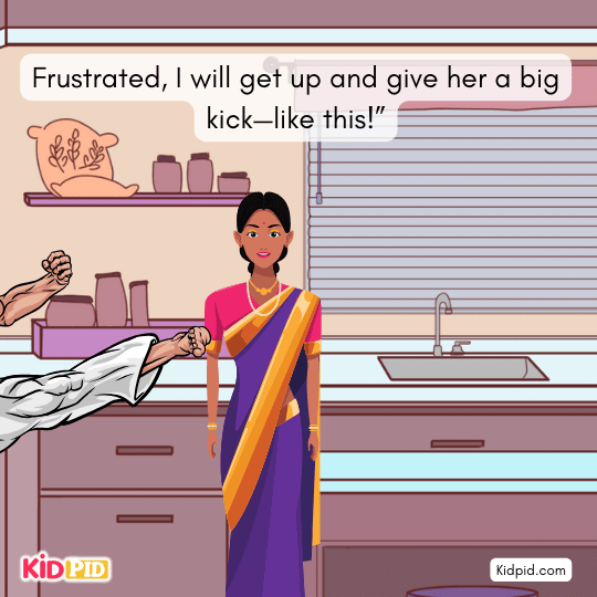 Brahmin imagines scolding his wife for not taking their son away during work.
