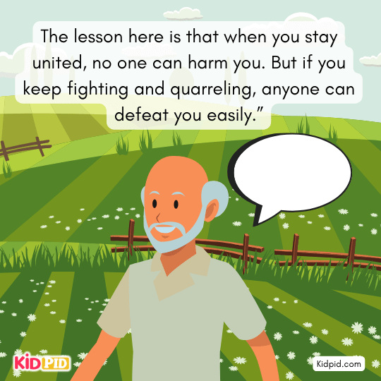 The old man pleads with his sons to stop fighting and remain united for their future.