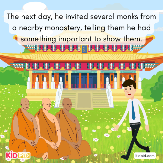 Barber invites monks from a monastery claiming he has something important to show them.