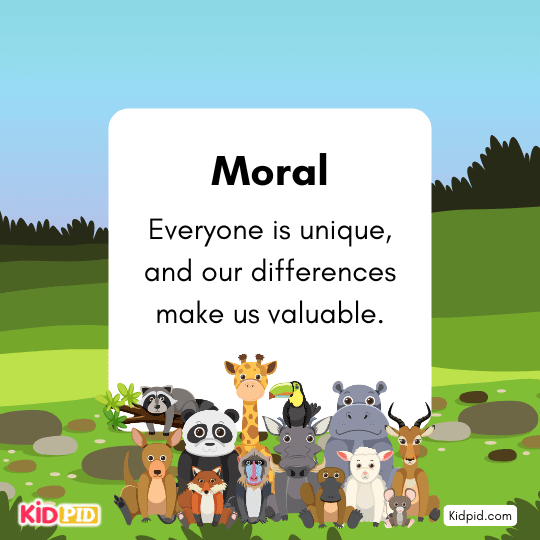 Moral: Friends come in every shape and size—true friendship values kindness, not appearance.