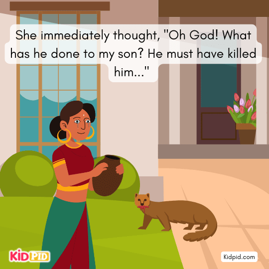 Inside, Brahmini finds her baby safe and the dead snake on the floor.