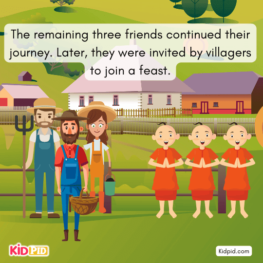 First Brahmin rejects long noodle-like food, believing “long objects” must be discarded.