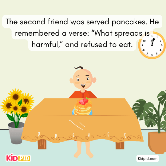 Third Brahmin rejects doughnuts, fearing the hole symbolizes danger according to scripture.