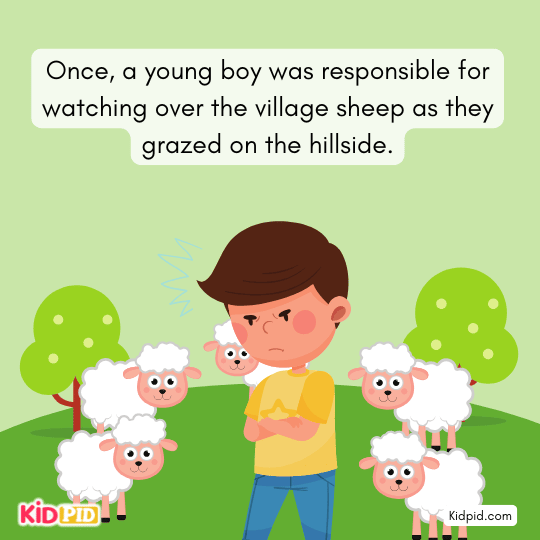 Boy watching village sheep on hillside – moral story.