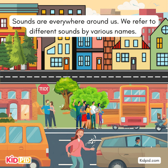 Kids learning about different sounds around us – sound and hearing science for children.