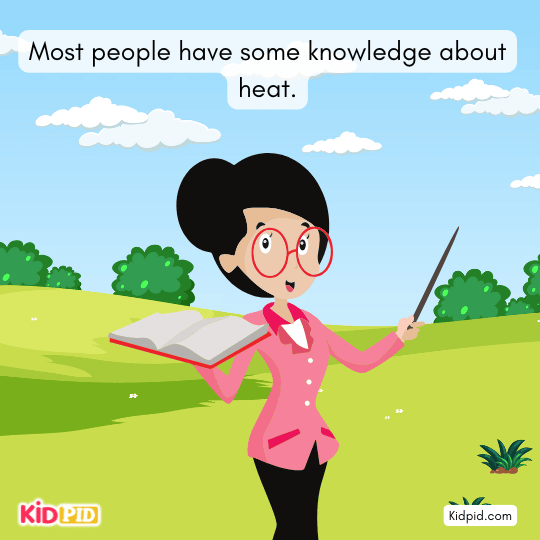 Kids learning about heat energy and how people understand warmth in science journal story for children 