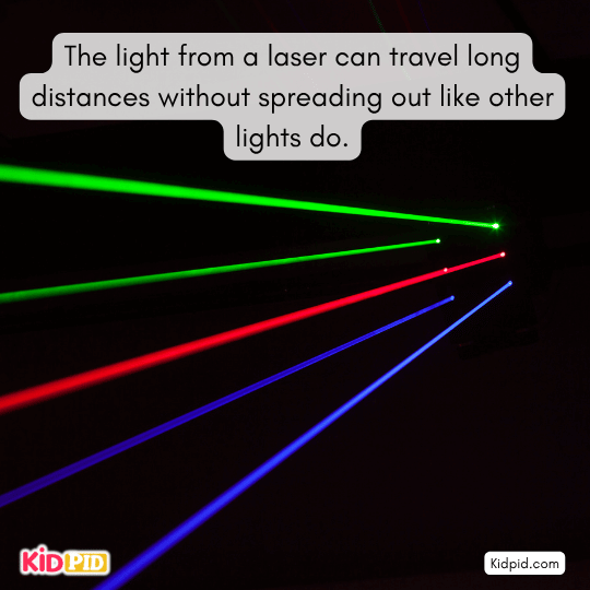 Laser beam traveling long distances without spreading, showing light behavior and focus – optical science for students 