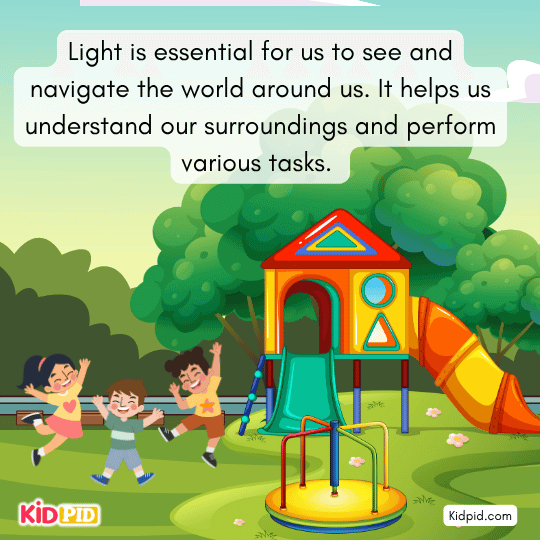 Children learning how light helps us see, move, and perform daily activities – importance of light energy in everyday life 
