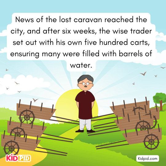 News of the lost caravan reaching the city — image symbolizing lesson learned through failure and loss. 