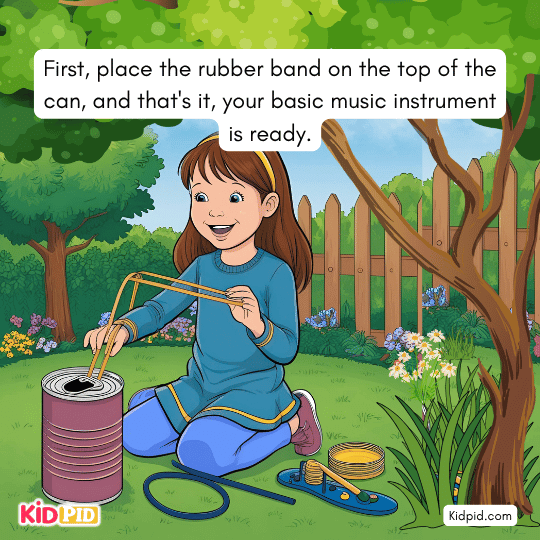 place the rubber band on the top of the can, and that's it - book story for kids