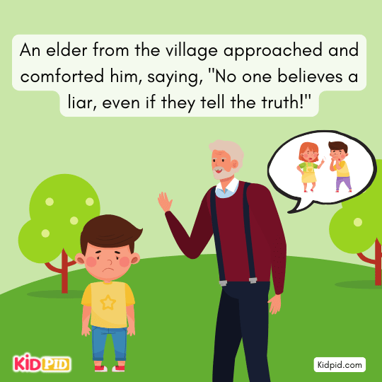 Elder comforting boy – truth and trust moral.