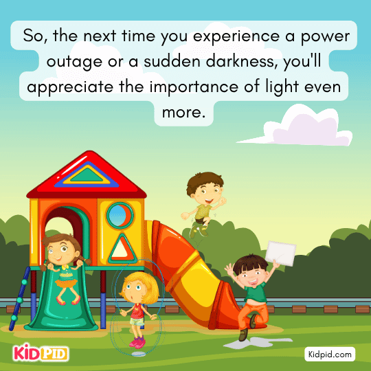 A power outage reminding kids to appreciate light’s value and energy role in our world – moral science story conclusion about light 