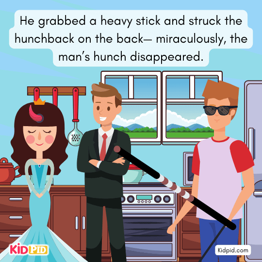 Hunchback realizes his mistake as his back becomes normal after the strike.