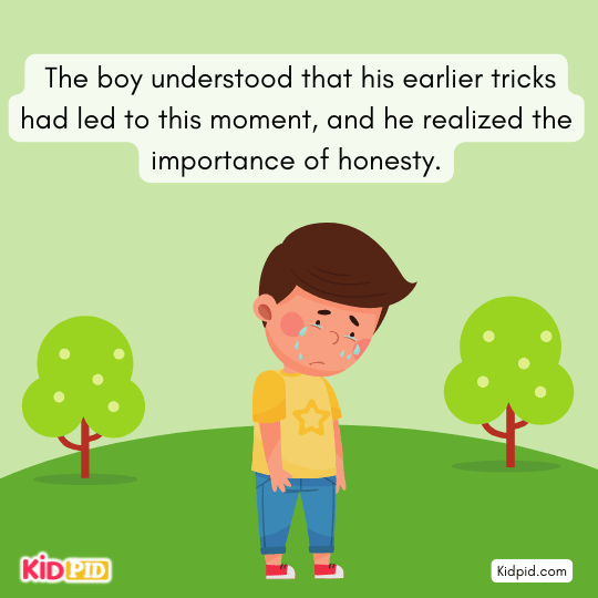 Boy realizing honesty importance – moral for children.