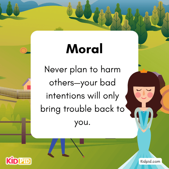 Moral page: Never plan harm; evil intentions always bring trouble back to you.