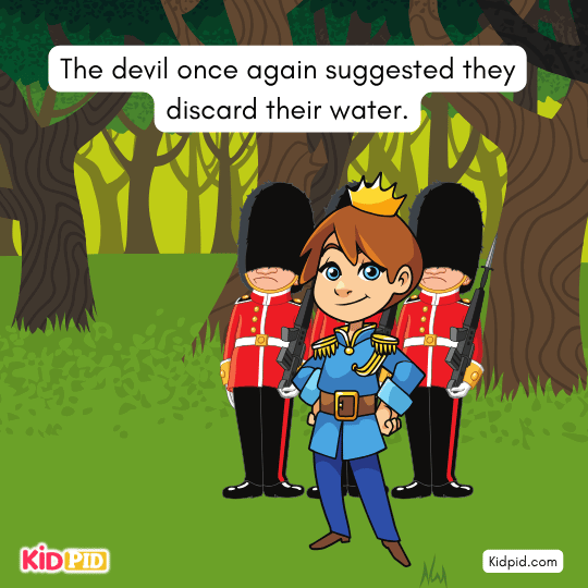 Wise trader noticing devil’s red eyes and no shadow — image symbolizing intelligence and observation in moral story.