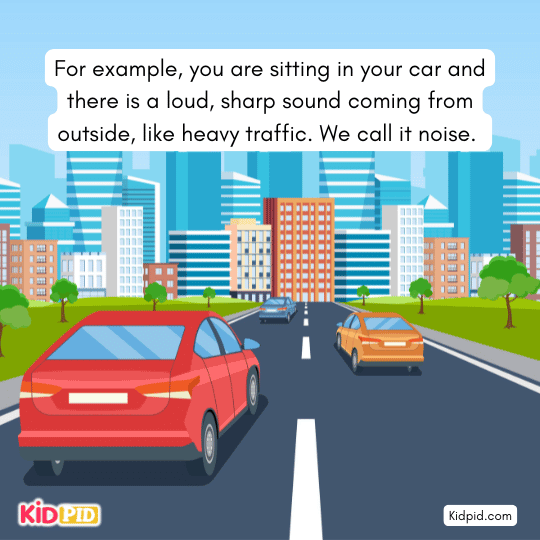 Illustration of various sounds in the environment – identifying types of sounds activity for kids.