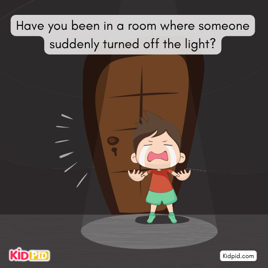  A dark room where someone turns off the light suddenly, showing the importance of light in daily life – educational science story for children
