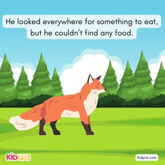 Fox with a rumbling tummy feeling very hungry, teaching kids about persistence and hope.