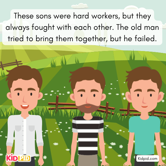 The sons work hard but constantly fight, worrying their father about their lack of unity.