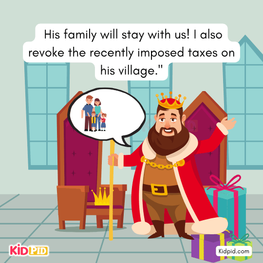 I also revoke the recently imposed taxes on his village." - Ages 4-8 picture book story 