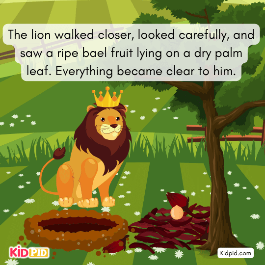 Lion and rabbit return to animals to explain the earth is not cracking.