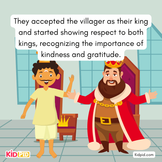 They accepted the villager as king and respected both with gratitude. - The Great Horseman story for kids