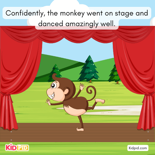 Audience cheers loudly for the monkey’s incredible talent and stage performance.