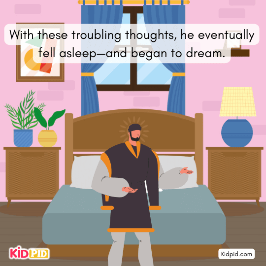 Ratnakar falls asleep with troubling thoughts and begins to dream of guidance.