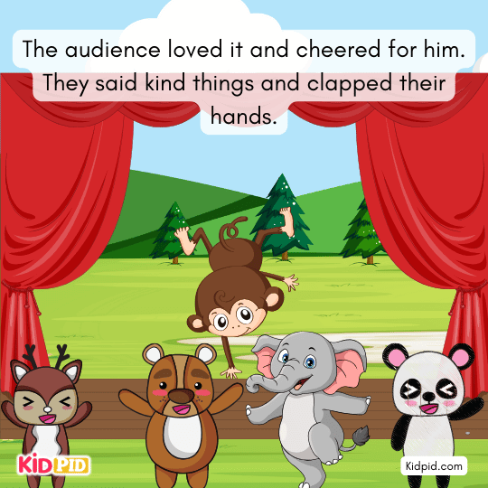 Jealous camel watches the monkey’s success and feels envious and ignored.