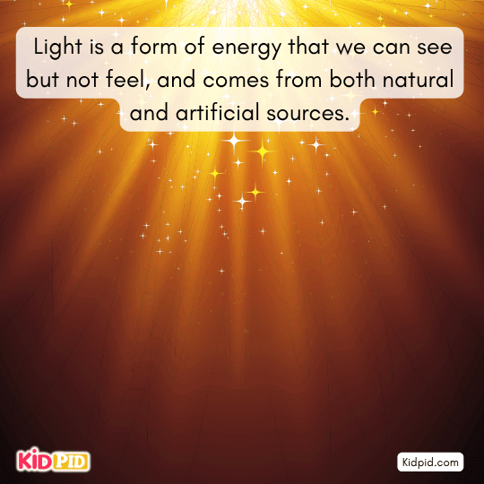 Light as a visible form of energy coming from natural and artificial sources – educational science image for kids 