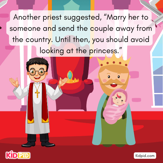 King announces a reward of gold for anyone willing to marry the horned princess.