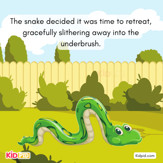 Snake slithers gracefully away into the leafy underbrush.