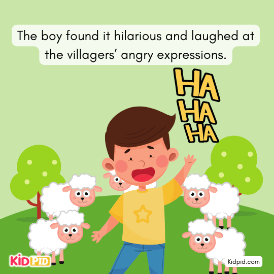 Boy laughing at villagers – lesson on lying.