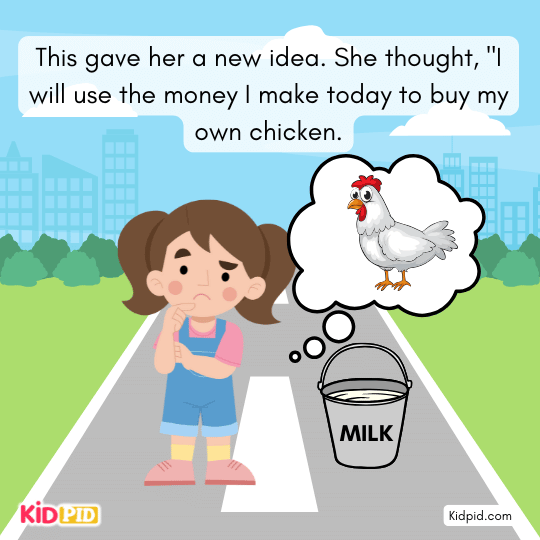 Molly dreams of buying a chicken to lay eggs and increase her earnings.