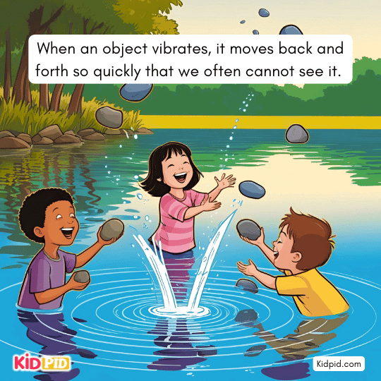 Object vibrating back and forth – visual explanation of vibrations in science for kids.