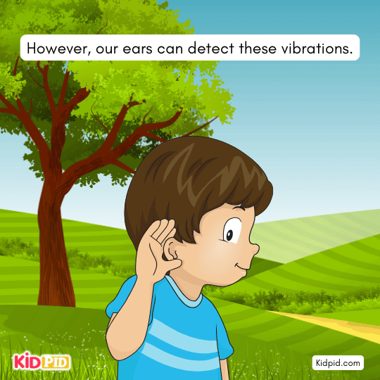 Our ears detecting vibrations in the air – how hearing works explained for young learners.