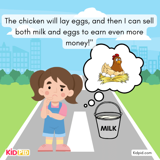 Molly imagines buying a fancy dress with the extra money she expects to earn.