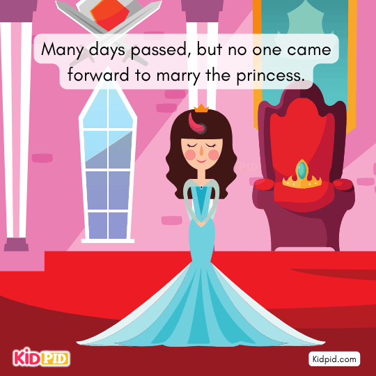 A blind man and a hunchback hear the king’s announcement and discuss marriage.