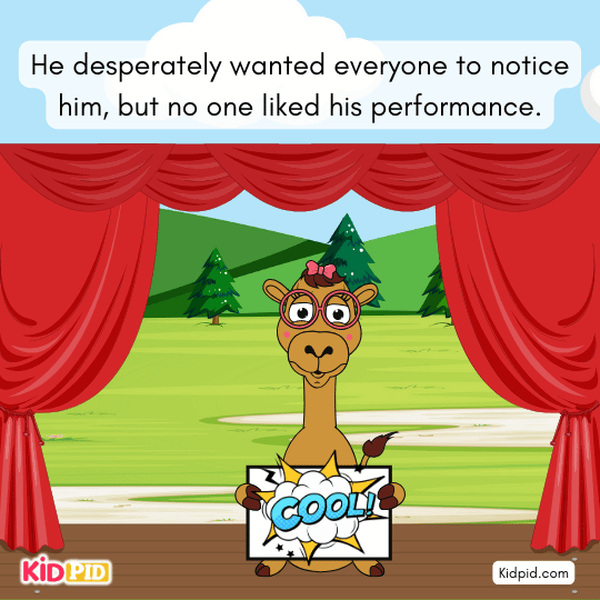 Camel feels ashamed after being mocked for dancing badly in front of jungle animals.