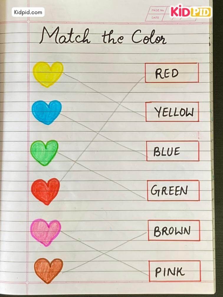 Color and Name Matching Worksheet for 5–6-Year-Olds