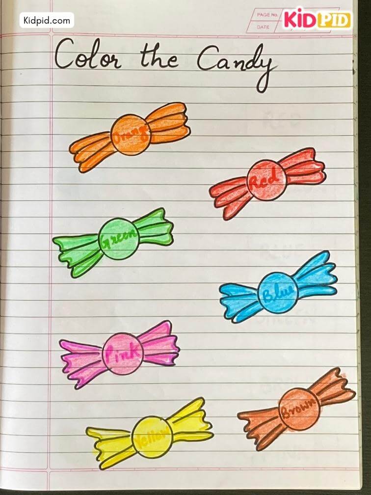 Candy-Themed Reading and Coloring Worksheet