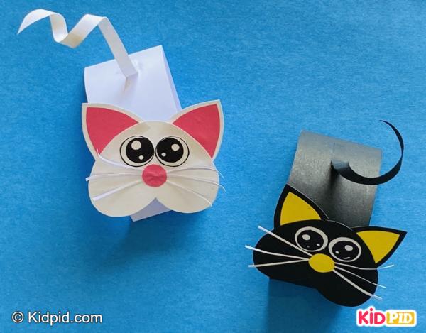 Cute paper cat craft with curled tail