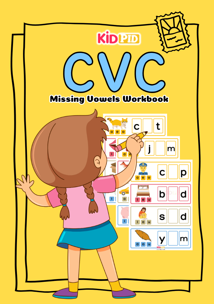 CVC Missing Vowels Workbook for Kids first cover page