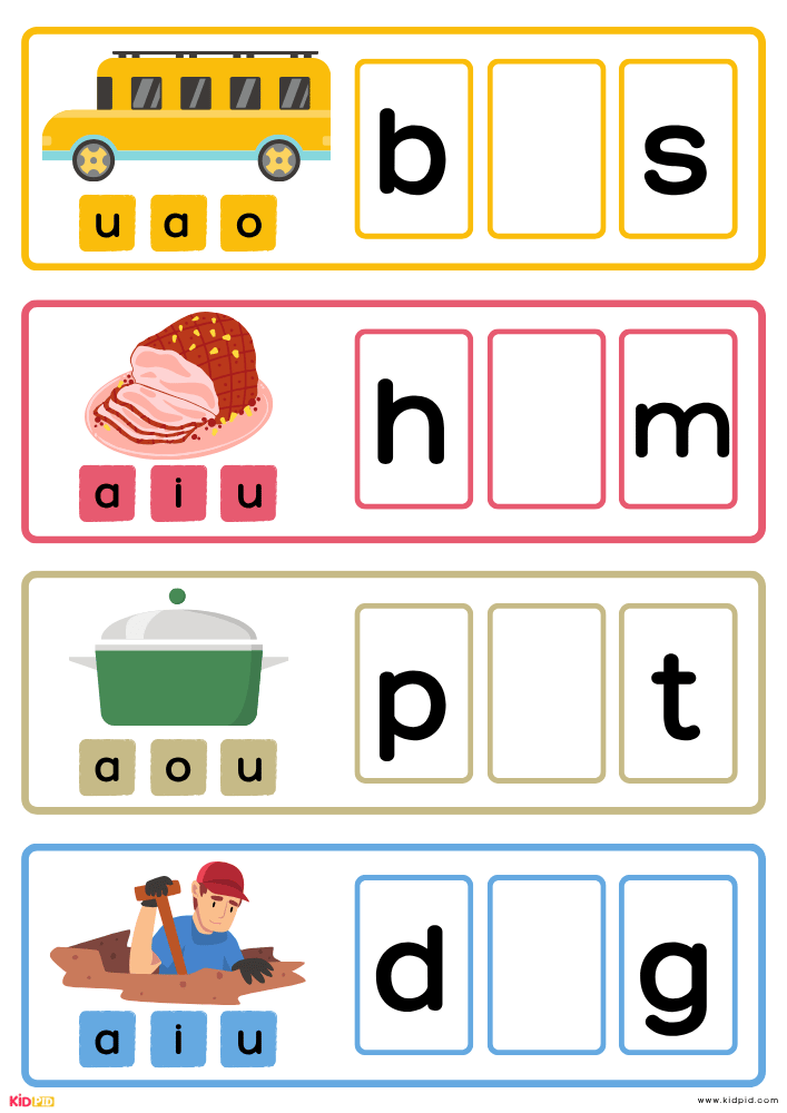 CVC Missing Vowels Workbook for Kids 11