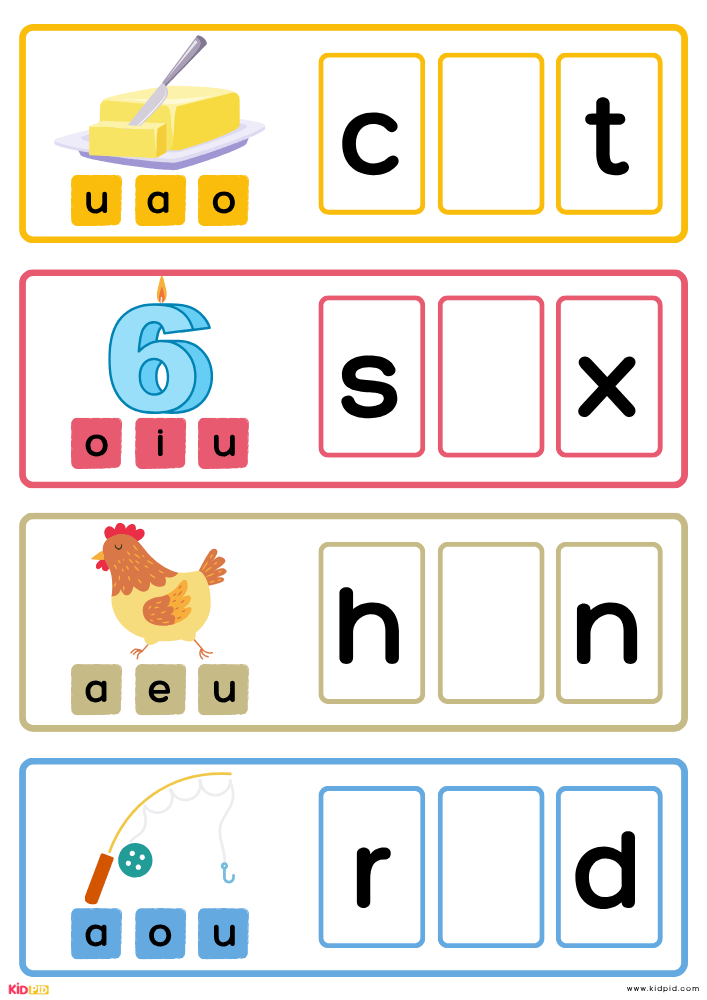 CVC Missing Vowels Workbook for Kids 12