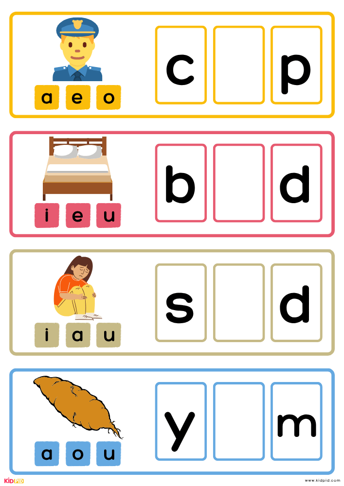 CVC Missing Vowels Workbook for Kids 2