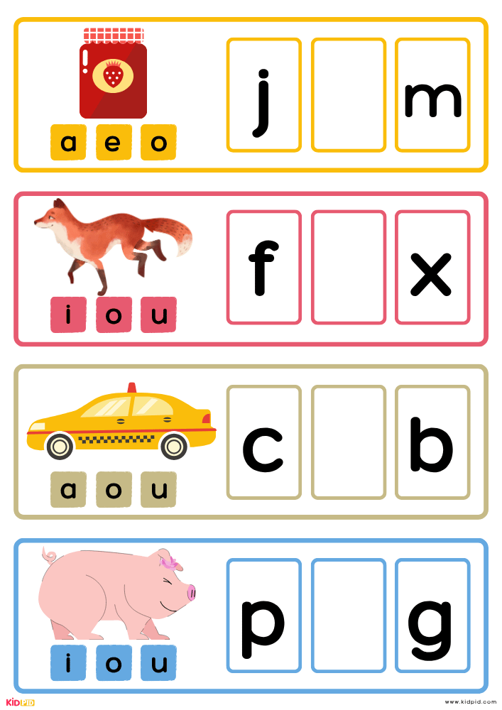 CVC Missing Vowels Workbook for Kids 3