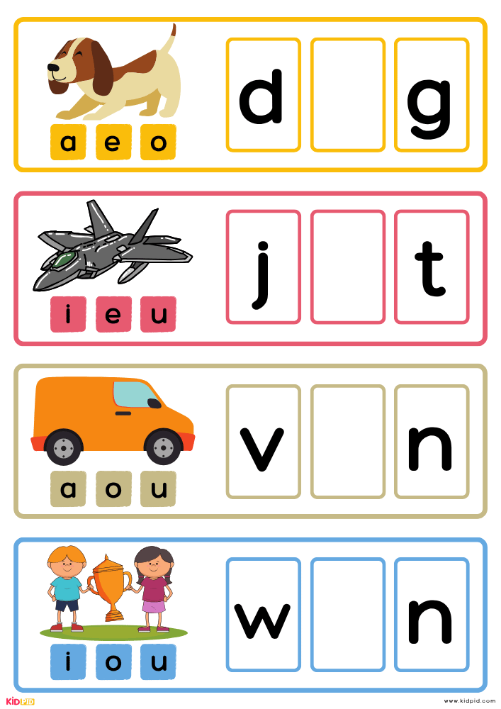 CVC Missing Vowels Workbook for Kids 4